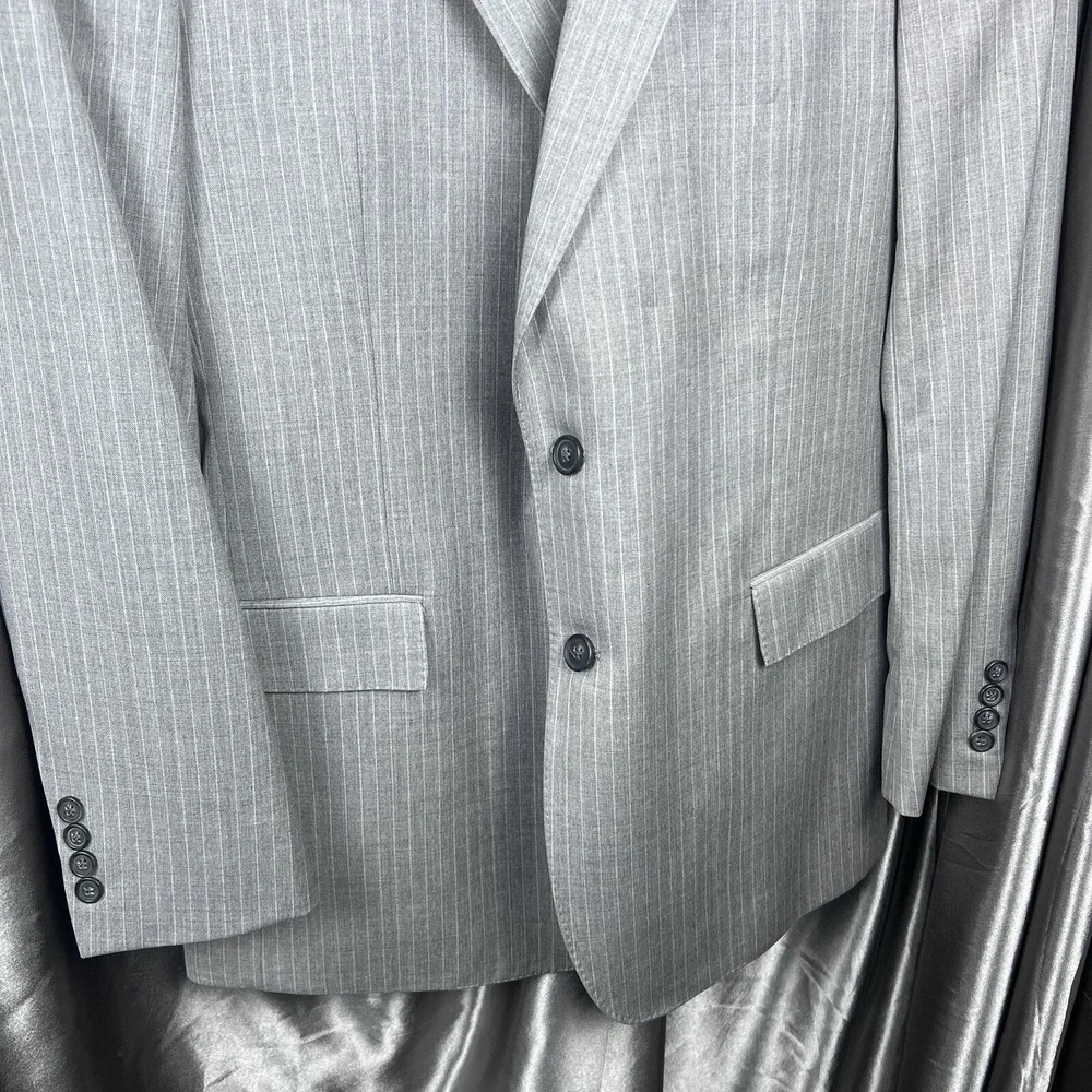 Brooks Brothers Regent Fit 41L Men's Coat Jacket Gray Stripe Tollegno 1900 Italy